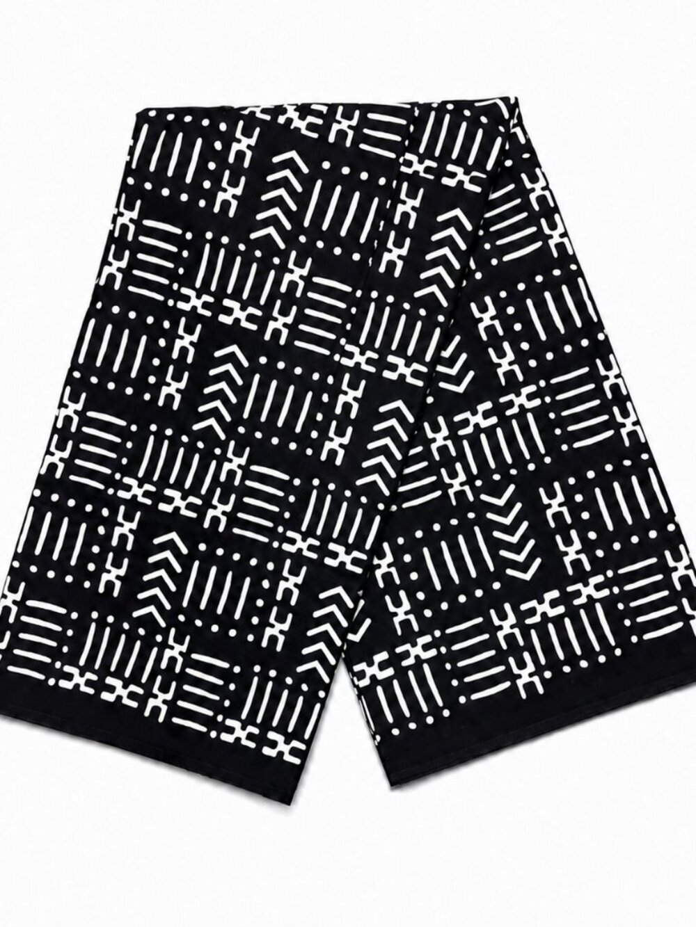 African Mud Cloth Print Cotton Wax Fabric 6 Yards Black & White Geometric Print